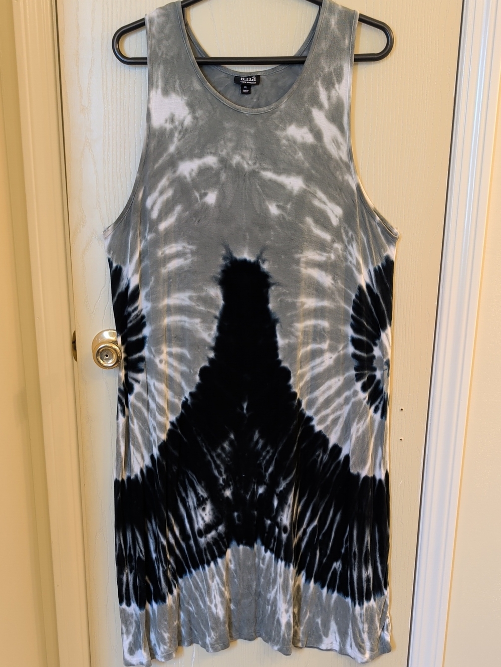 a.n.a. XL Gray Black Tie Dye Sleeveless Maxi Dress Rayon Stretch